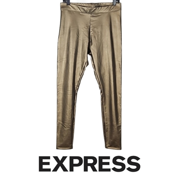 Express Bronze Gold PU Leather Pants, M - Picture 1 of 5